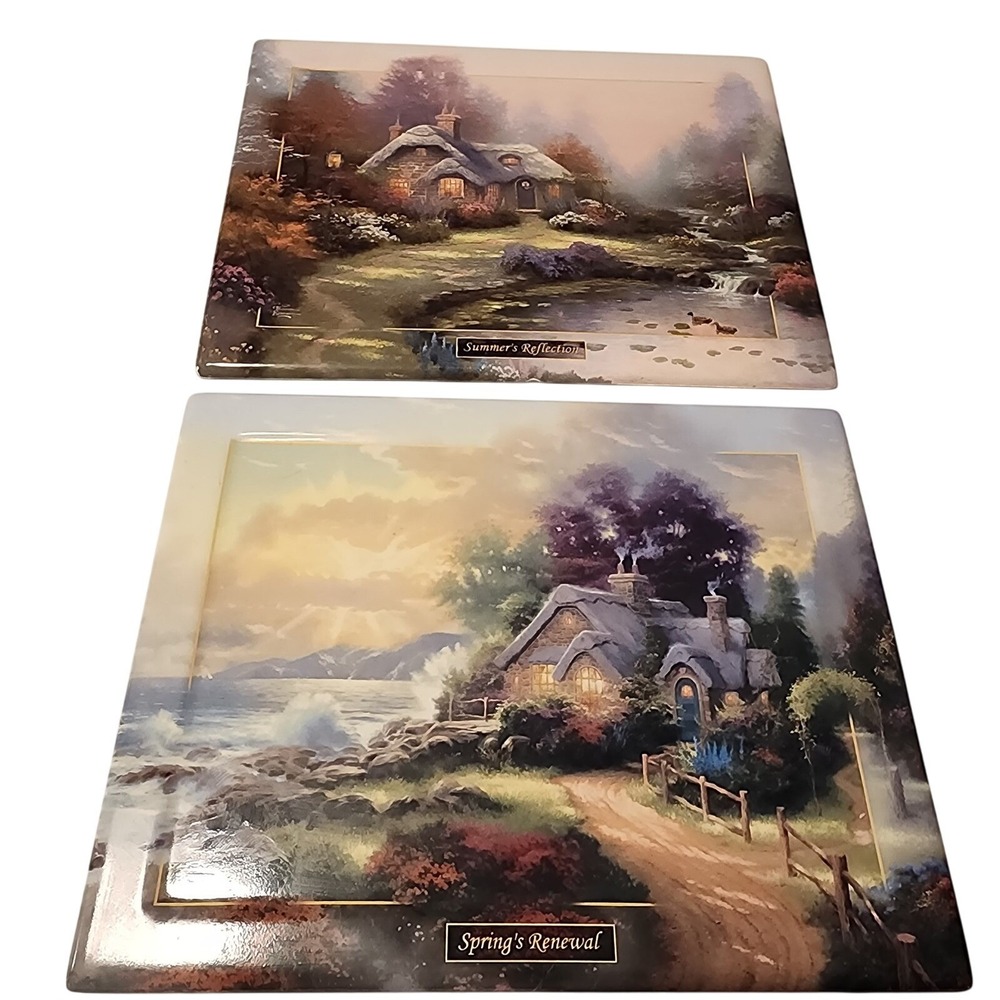 Thomas Kinkade Set of 2 Seasons of Reflection (Good for Display *Chips on back)